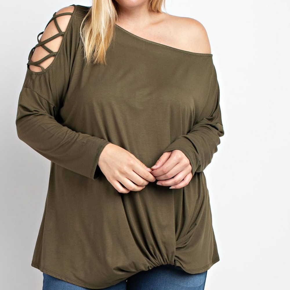 Womens plus size top in olive